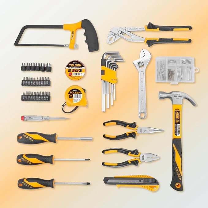 TOLSEN Tool Set for Home Maintenance and Daily Use, General Household Hand Tool kit with Plastic Storage Toolbox, 119 Pieces Home Tool Kits for All Purpose