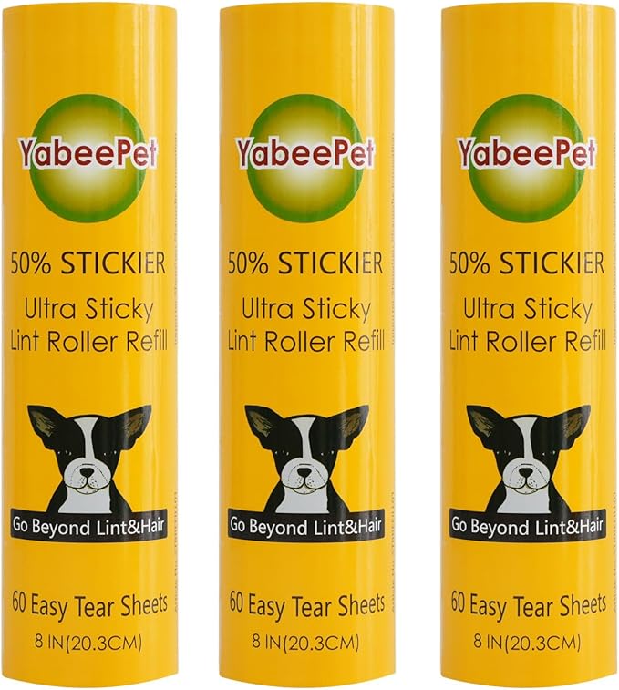 Large Surface Roller Refill for Scotch-Brite 50% Stickier Lint Roller, Works Great On Pet Hair (60 Sheets per Roll, 3 Pack Refills)