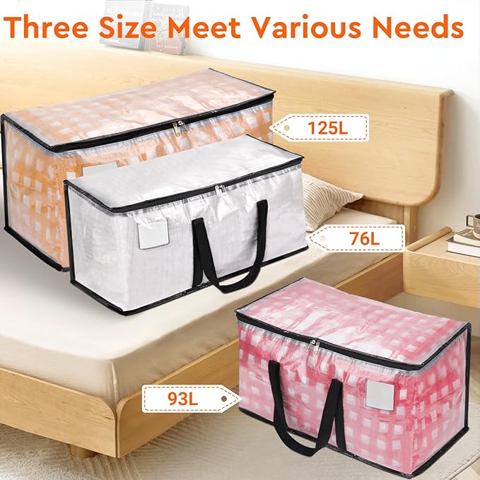 BlissTotes 6-Pack Heavy Duty Extra Large Clear Moving Bags, 93L