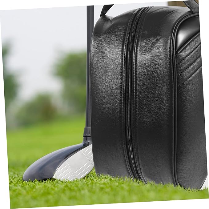 Hemoton Waterproof Golf Shoe Bag 16 Inch Pu Leather Dustproof Small Travel Carry Case Multi-Functional Storage for Men