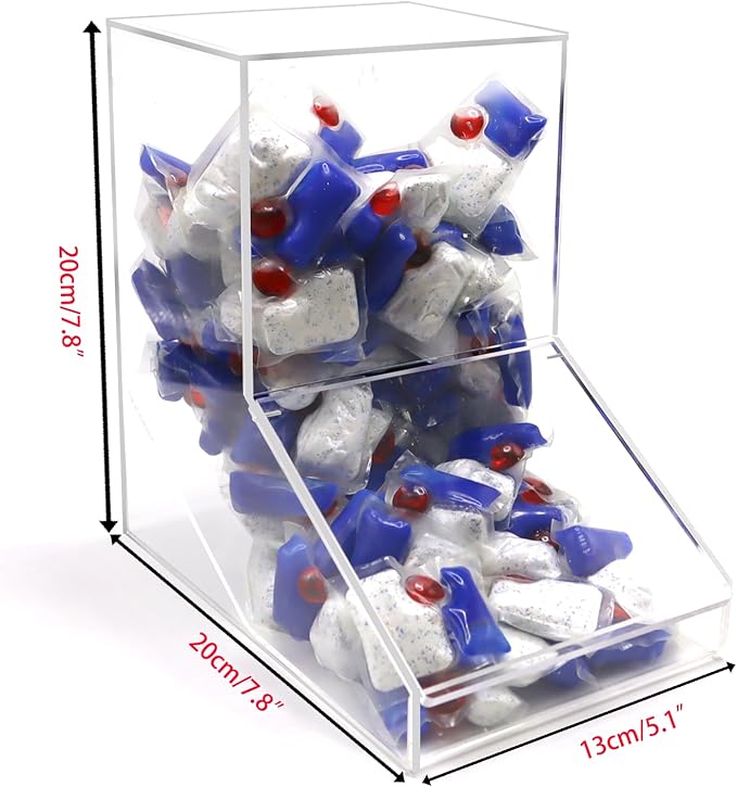 Acrylic Dishwasher Pods Container with 2 Lids,Wall Acrylic Container for Dishwasher Pods Candy Laundry Pods Storage,Clear Dishwasher Pod Holder Under Sink Kitchen