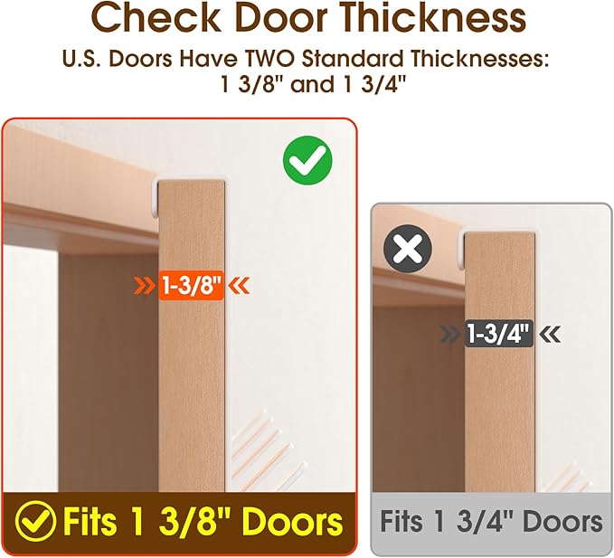 Over The Door Hooks Hanger with 7" Arms for Hanging Heavy Coats, Towel, J7U, Perfectly Fits US Standard 1 3/8-inch Doors, Towel Rack Bathroom Organizer Holder, Rustproof, White