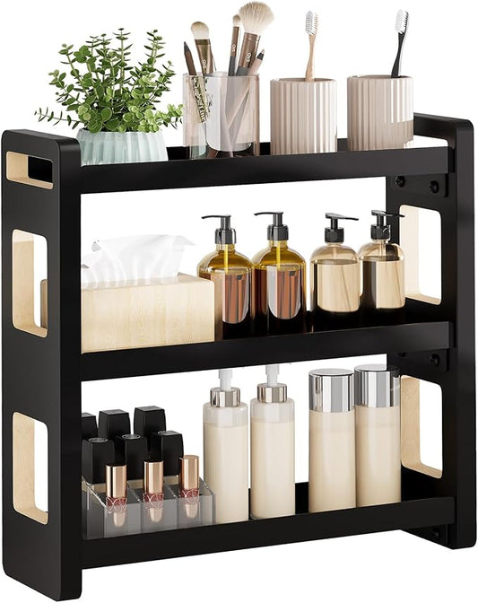 Bathroom Counter Organizer,Bathroom Counter Shelf,Bathroom Organizers,Under Sink Organizer,Cologne Organizer For Men,Cologne Cabinet,Spice Rack Organizer for Cabinet,Gifts(Black 3 Tier)