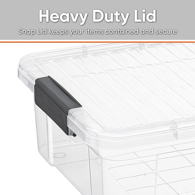 Superio Clear Storage Bins with Lids, 10 Quart BPA Free Plastic Containers, Transparent Boxes for Organizing, Stackable Crates, Organizer Totes for Home, Office, School, and Dorm