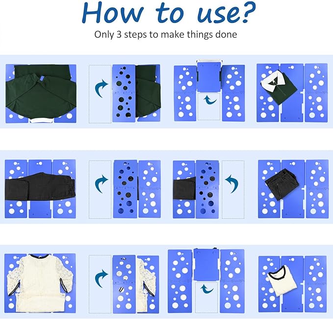 BoxLegend V5 Shirt Folder Clothes Folding Board t Shirt Folder Assemblable Clothes Folder Easy and Fast to fold Clothes Laundry Helper Assistant for Professional Laundry Folder Folding Tool, Blue