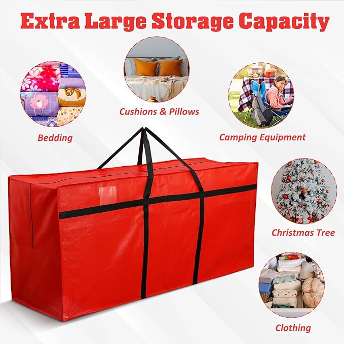 Windyun 4 Pack 168 Gallon Extra Large Moving Bags XXL Heavy Duty Storage Bag with Strong Zipper Handle Jumbo Big Tote Box Foldable for College Dorm Travel Clothes Duffle Blanket Pillow(Red)