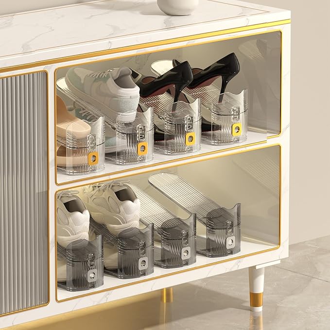 10Pack Shoe Slot Organizers Clear Shoe Stacker Organizer for Closet Shoe Holder Space Saver Rack Storage for Closet (Clear, 10Pack)