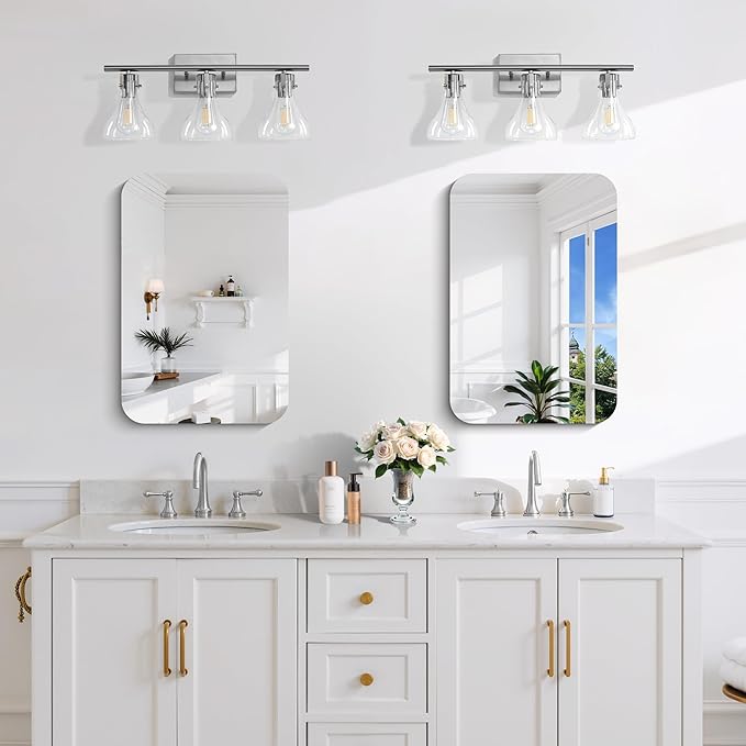 CILIBER Frameless Wall Mirror, 16" x 24" Rectangle Bathroom Mirror Rounded Corner, HD Shatterproof Vanity Mirror with Polished Edge for Over Sink, Bedroom, Entryway, Vertical or Horizontal