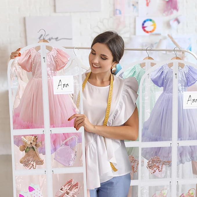 Geelin 14 Pcs Garment Bags for Dance Costumes PVC Clear with Zippers 20 x 40 Inch Garment Bag with Pockets Dance Costume Organizer Carrier for Storage Cover for Adult(Translucent White)