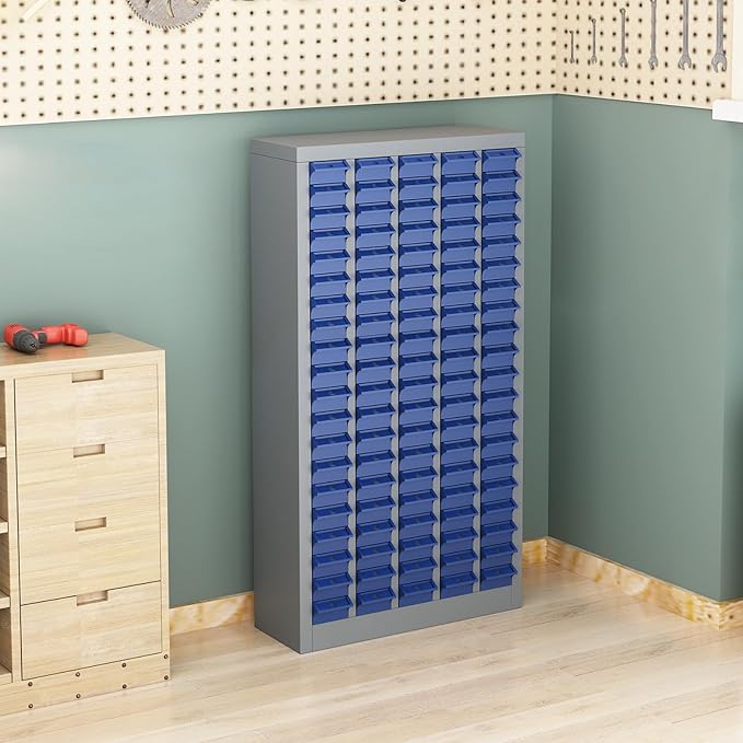 100 Drawer Tool Storage Cabinet with ABS Drawers, Bolt and Nut Organizer Parts Box, Hardware Shelving Unit for Garage and Workshop