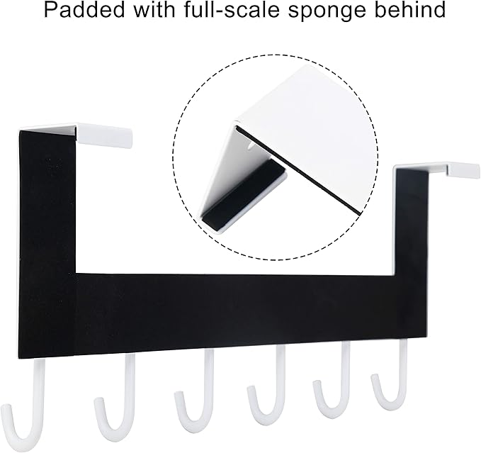 WEBI Over The Door Hook for Hanging Door Hanger:Over The Door Towel Rack,Door Coat Hanger Over The Door Coat Rack for Towels,Clothes,Behind Back of Bathroom,White,2 Packs
