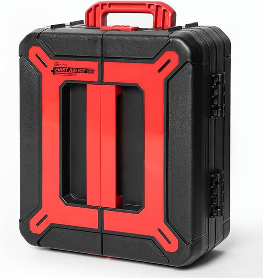 Hard Case First Aid Kit 408 Pcs - Wall Mountable Trauma Kit for Car, Home, Office & Truck - Comprehensive Large First Aid Supplies with Color-Coded Labelled Compartments