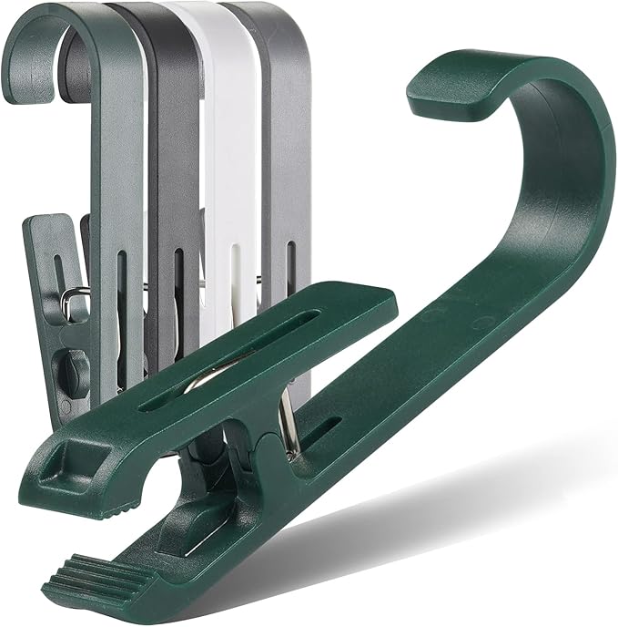 12 Pcs Large Clothes Pins Towel Clips, Multipurpose Clothes Pins Hook, Strong Plastic Clothes Hanger. S Hook for Shower Curtain Laundry Clothes pins