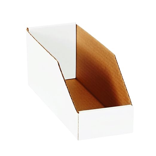 Box USA BBINMT612 Open Top Bin Boxes, 6" x 12" x 4 1/2", Oyster White (Pack of 50)