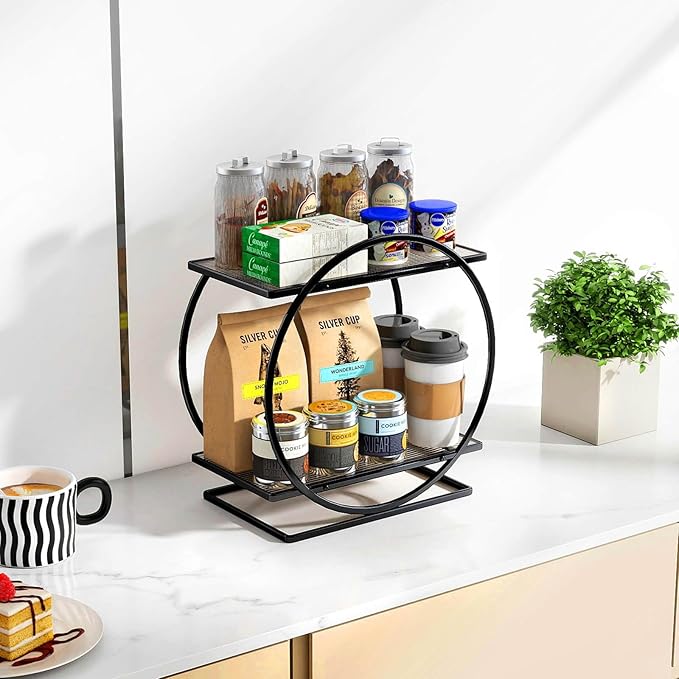 Perfume Organizer for Dresser, Black Bathroom Counter Organizer, 2 Tier Vanity Makeup Organizer, Bathroom Organizer and Storage for Skincare Cosmetic Perfume Display Stand for Bedroom Decor