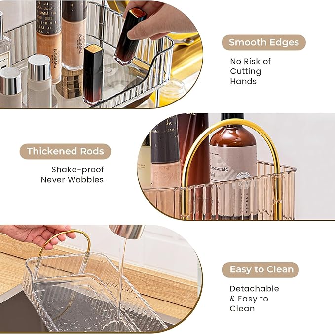 Aveniee Bathroom Counter Organizer Countertop, Makeup Perfume Shelf Storage, 2 Tier Skincare Cosmetic Tray for Dresser Vanity - Grey