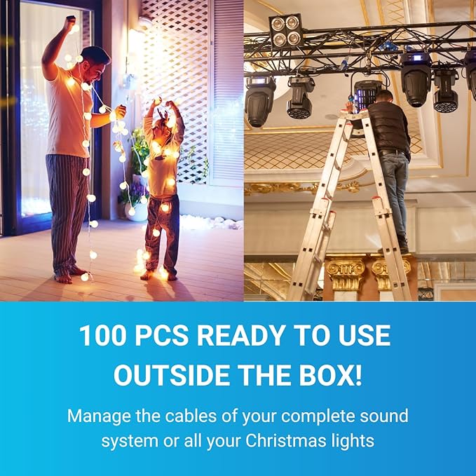 STEREN Coaxial Cable Clips - Cable Holder - Wire Clips - Siding Clips For Hanging - Cord Holder For Desk - Cable Clamps - Cord Clip - Wire Organizer Clips - Tv Mount Screws - Black - 100 Pack