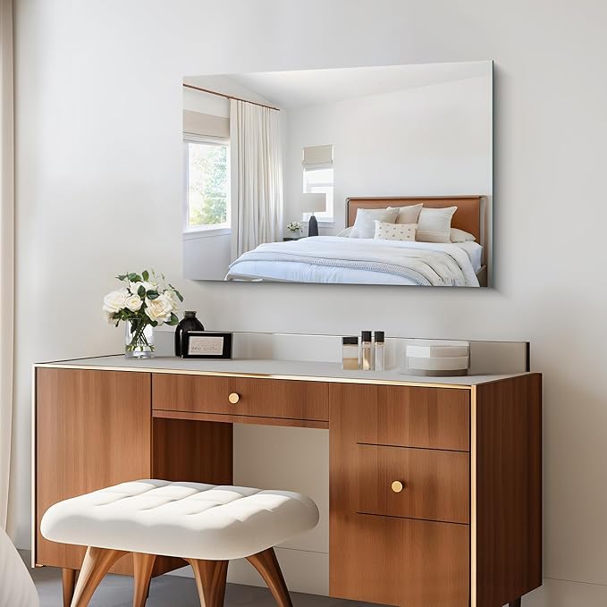 CILIBER Frameless Mirror, 24x36 Inch Bathroom Mirror for Wall, Rectangle Bathroom Vanity Mirrors with Polished Edge, Hangs Horizontally or Vertically for Bathroom, Bedroom and Living Room