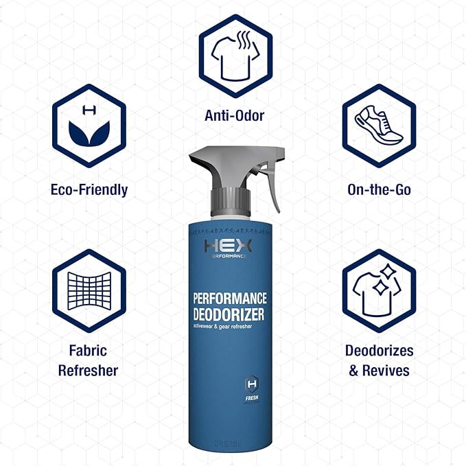 HEX Performance Deodorizing Spray, Fresh, 44oz (Pack of 2) - Awesome for Shoes, Gear, Activewear & Fabrics, Yoga Mats & Gym Equipment, Carpet, Pets, Odor Eliminator & Fabric Refresher Spray