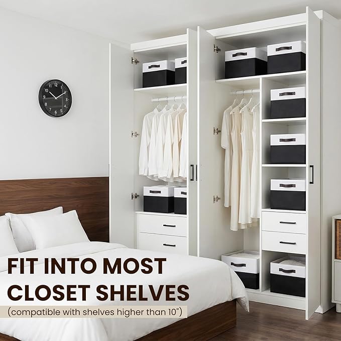 Criusia 6 Pack Closet Organizers and Storage Bins, Cute Dorm Room Essentials for Clothes Beddings Bags, Under Bed Storage Containers, Apartment Essentials Baskets for Organizing (14L*10W*9.5H)