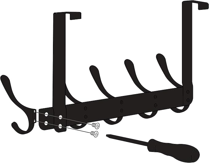 WEBI Over The Door Hook 5 Coat Hooks,Over The Door Towel Rack,Door Hanger Coat Rack Towel Hanger for Hanging Coats,Clothes,Back of Bathroom,White