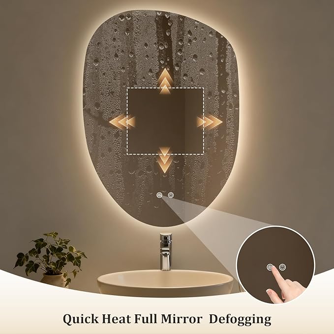 WallBeyond LED Bathroom Mirror with Lights, 23 x 32 Inch Led Bathroom Vanity Mirror for Wall, Anti Fog Mirror for Bathroom, 3 Colors and Dimmable Light, Horizontal/Vertical