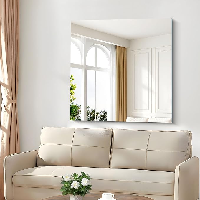 CILIBER Frameless Mirror, 39x39 inch Square Bathroom Mirrors for Wall, Upgraded Shatterproof Vanity Mirror Over Sink with Polished Edge for Bathroom,Bedroom,Living Room and Entryway