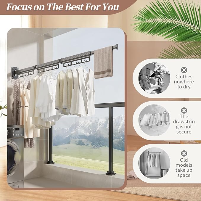 No More Cluttered Home!Clothes Drying Racks for Small Spaces,Foldable,That Fits Suitable for Bathroom,Small Balcony,RV,Easy to Install and Disassemble Durable (White)