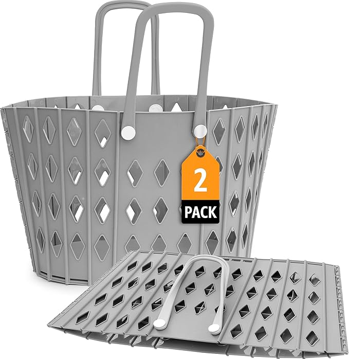 Collapsible Laundry Baskets – Durable Foldable Laundry Hamper for Room Organization, Dirty Clothes Hamper, Basket for Blankets, and Laundry Room Storage – Gray Laundry Basket Set - 2 pack, 45L