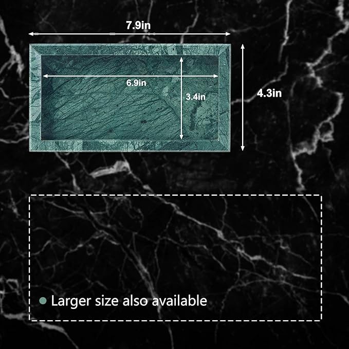 Natural Small Marble Vanity Tray, Luxury Stone Organizer for Bathroom & Kitchen | Holds Soap Dispenser, Jewelry, Perfume | Non-Resin, Non-Ceramic Décor