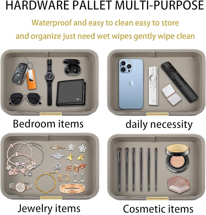 Leather Jewelry Tray Desktop Storage,Luxury Perfume Tray Nightstand Organizer Entryway Decorative Tray,for Jewelry Watch Cosmetics Keys Phone Wallet Home & Office Accessories,Gray