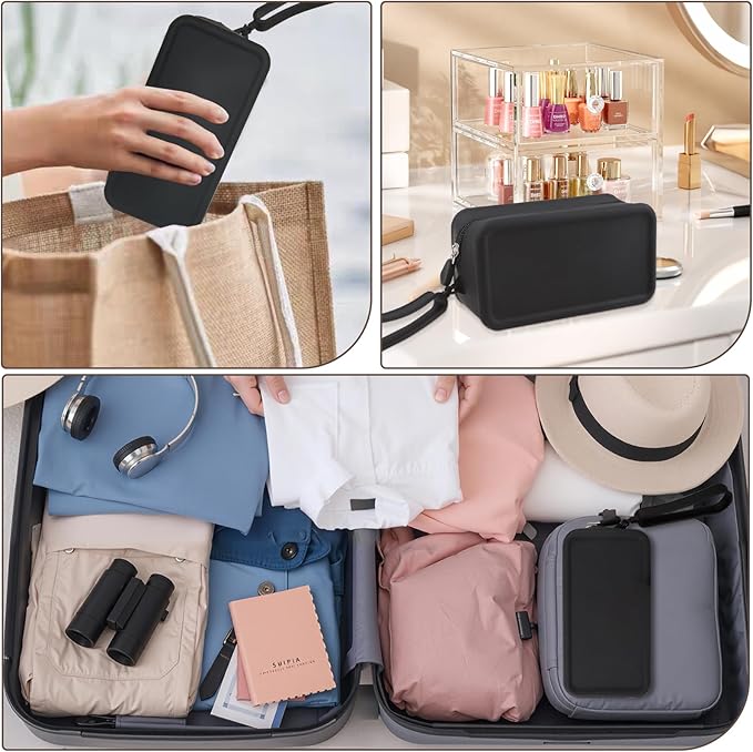 Silicone Makeup Bag, Portable Makeup Brush Holder, Travel Cosmetic Bag Versatile Zipper Pouch For Women (Black)