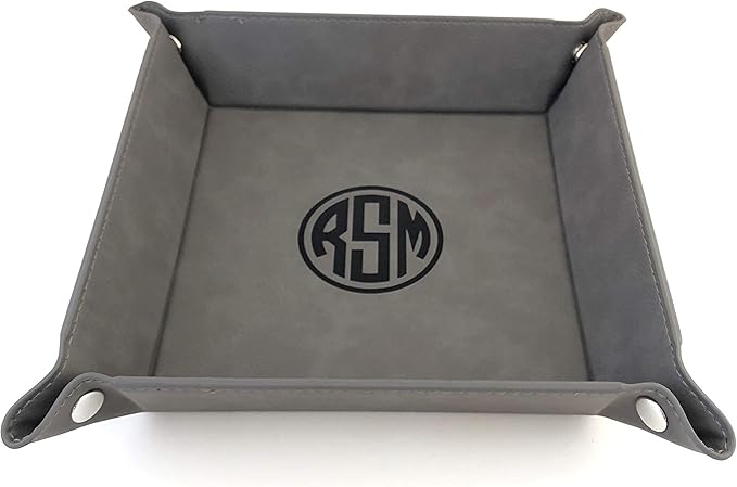 The Personal Exchange Monogram Tray Valet Jewelry Caddy (Gray with Black)