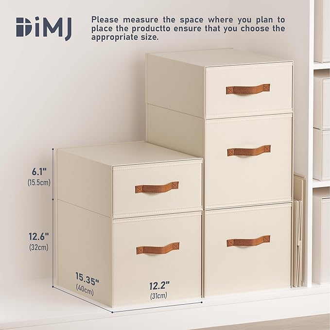 DIMJ Closet Organizers and Storage - Fabric Storage Bins with Drawers Stackable Closet Bins with Labels for Clothes, Sweaters, Bedding, Collapsible Storage Cubes for Bedroom, Living Room, Shelf