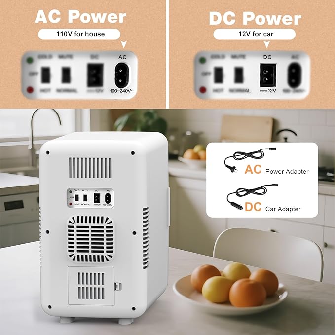 13L/22L Mini Fridge for Bedroom, Personal Small Refrigerator for Skin Care, Cosmetics, 110V/12V Portable Refrigerator Cooler & Warmer for Drinks, Food, Beauty, Makeup, Dorm, Car, Office