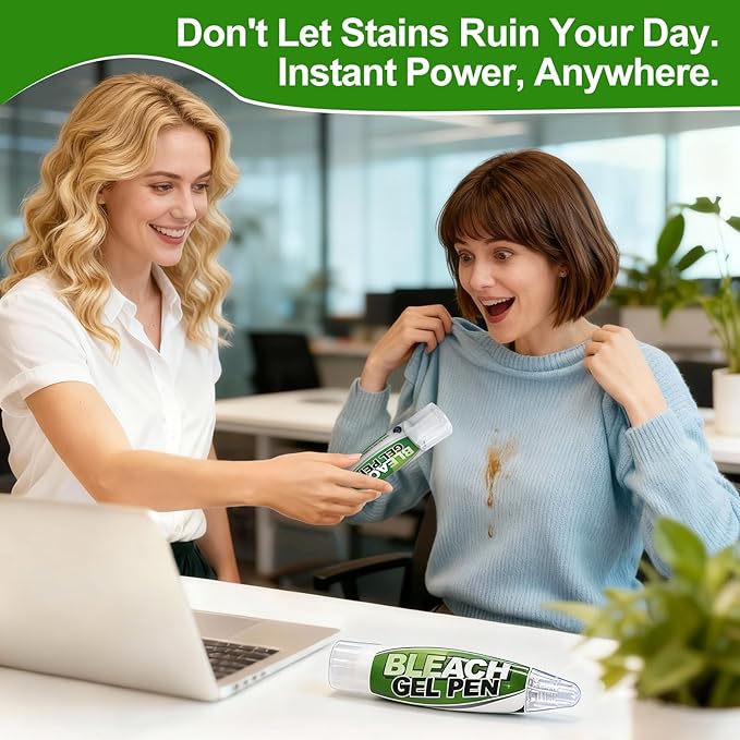 Stain Remover Bleach Pen for Clothes 2 PACK Bleach Gel Pen Targeting Specific Stains Bathroom Cleaner, Shower, Caulk