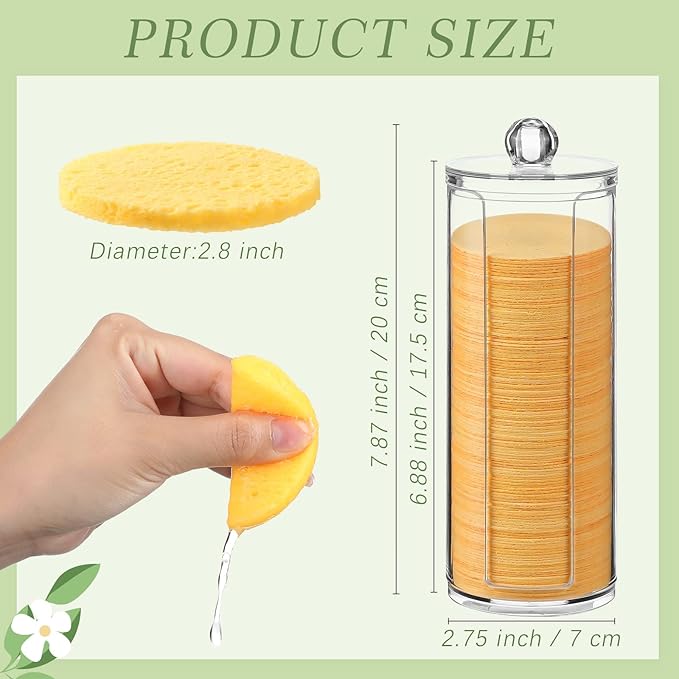 120 Pcs Compressed Facial Sponges Natural Face Exfoliator Disposable Face Sponges for Cleansing Round Soft Facial Scrubber Pads with Storage Container for Makeup Removal Esthetician Supplies Travel