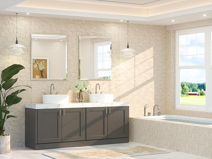 TETOTE 30" x 36" Rectangle Mirror with Frameless Tempered Beveled Edge for Vanity and Bathroom