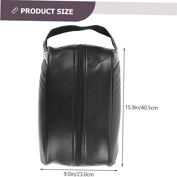 Hemoton Waterproof Golf Shoe Bag 16 Inch Pu Leather Dustproof Small Travel Carry Case Multi-Functional Storage for Men
