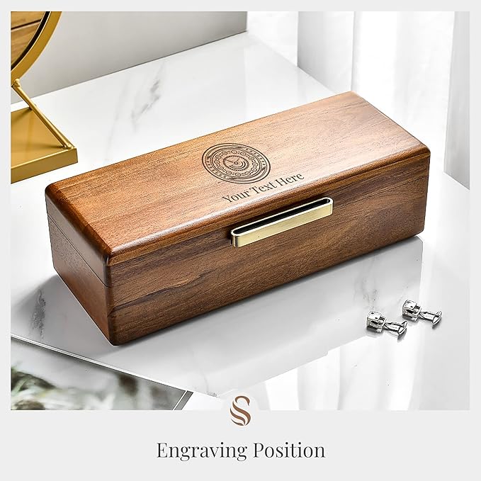 Shanik Wooden Watch Box for Men – 5 Slot Storage Case with Velvet Pillows, Natural Acacia Wood Organizer for Large Watches, Luxury Gift for Him