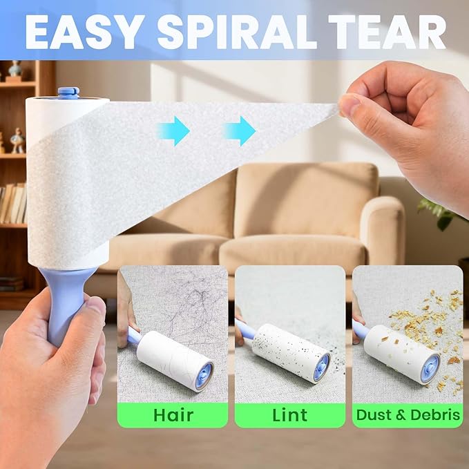 ADHES Lint Roller for Pet Hair – 5 Rolls + 2 Handles, 4 Inch x 90 Sheets, Extra Sticky Disposable Lint Rollers for Clothes, Furniture & Car Hair Removal – Portable Pet Hair Remover
