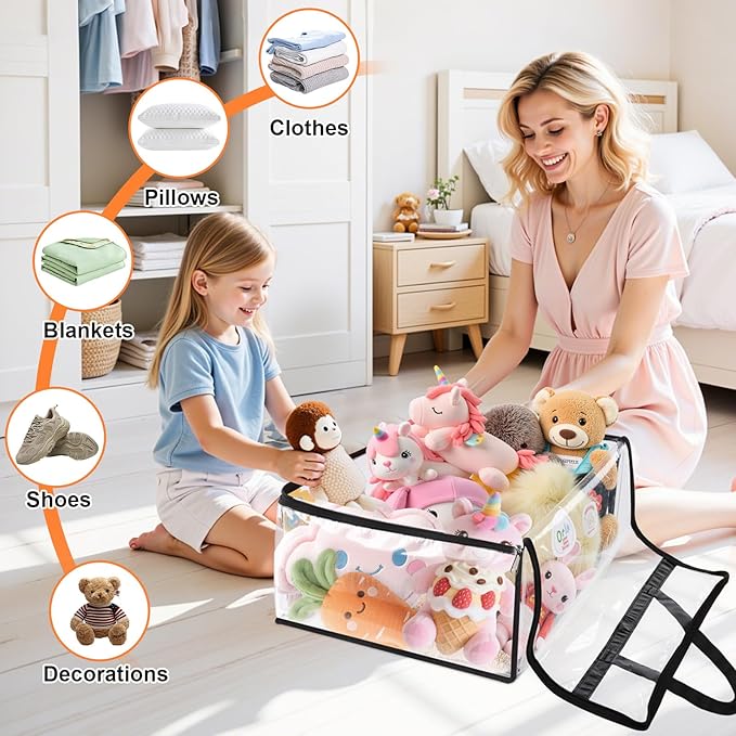 Storage Bags, 4 Pack Under Bed Storage and Closet Organizers Containers, Heavy-Duty Foldable Moving & Packing Bags with Zippers for Comforter, Bedding, Duvet, Blanket & Toy Storage, 40L