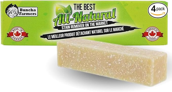 BunchaFarmers Stain Remover Stick – All Natural, Biodegradable, Eco-Friendly – Made in Canada – 4 Pack (1.76 oz Each)
