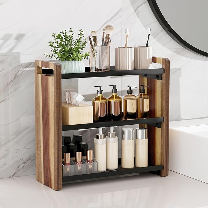 Bathroom Counter Organizer,Bathroom Counter Shelf,Bathroom Organizers,Under Sink Organizer,Cologne Organizer For Men,Cologne Cabinet,Spice Rack Organizer for Cabinet,Gifts(Brown 3 Tier)