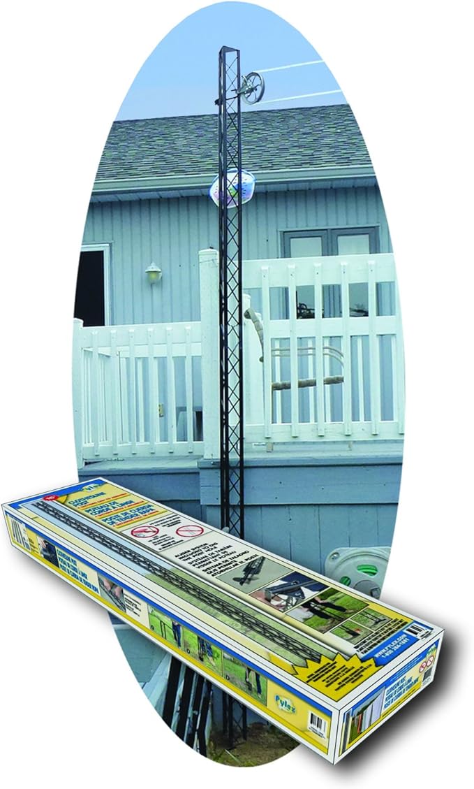 Pylex Utility Outdoor Post 16 Feet Total (11 Feet Above Ground – 5 Feet in Ground) - Light Outdoors Posts, Clothesline Pole, Sentinel Camera, Antenna, No Concrete Need, Steel Bake Powder Finish 10736