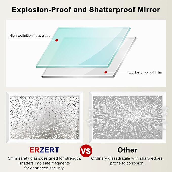 Bathroom Mirror for Over Sink,22x30Inch White Thick Anti-Rust Metal Frame, Rectangle Decorative Wall Mirror with HD Tempered Glass, Horizontal or Vertical Mount for Vanity, Bathroom,Living Room