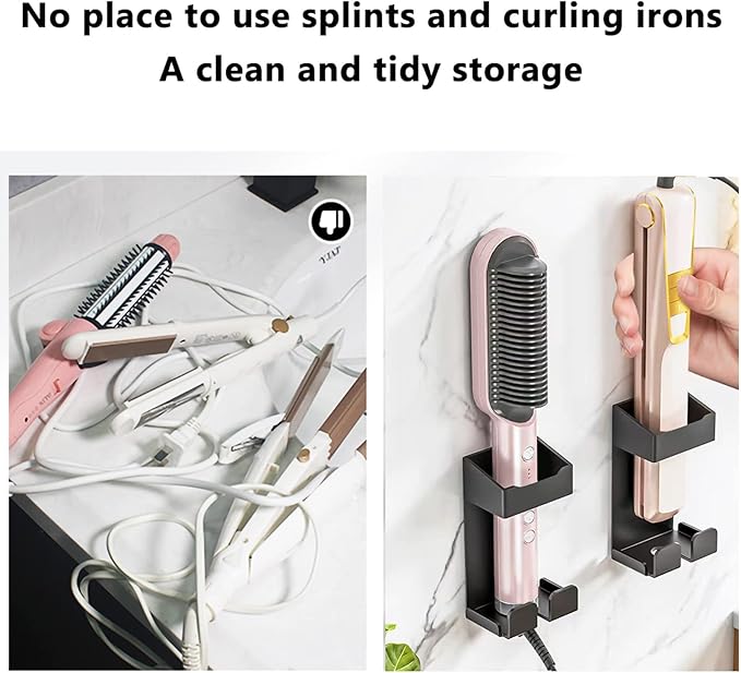 Stainless Steel Wall Mount Hair Dryer, Curling Iron and Styling Tool Organizer Basket