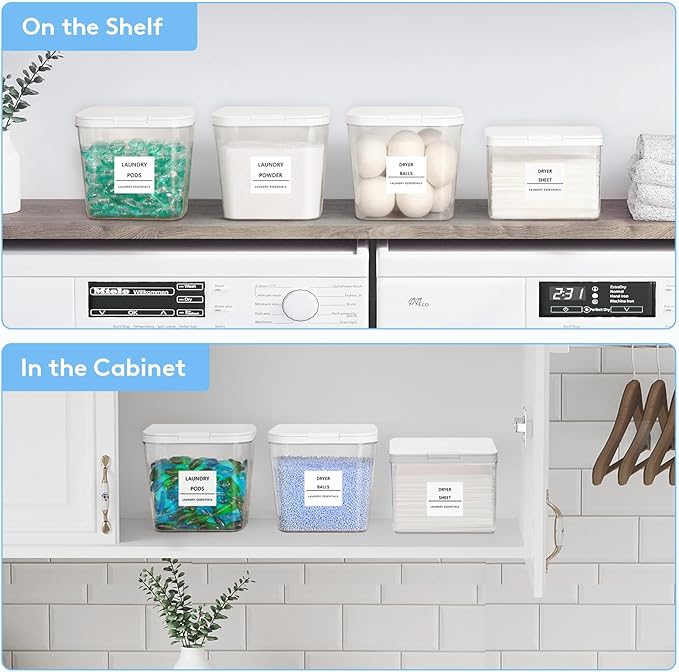 Lifewit Laundry Pods Container with Pop-up Lid, Detergent Dispenser, Dryer Sheet Holder, Laundry Room Organization Storage Jars for Washing Powder, Soap, Scent Booster Beads,0.5+0.72gal, 3 Pcs