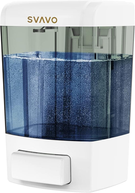 SVAVO Wall Mounted Soap Dispenser Kitchen Bathroom Manual Soap Dispenser Refillable Hand soap Dispenser for Liquid Contianers Shampoo Gel Chamber for Household Commerical 23.7oz (700ml) ABS