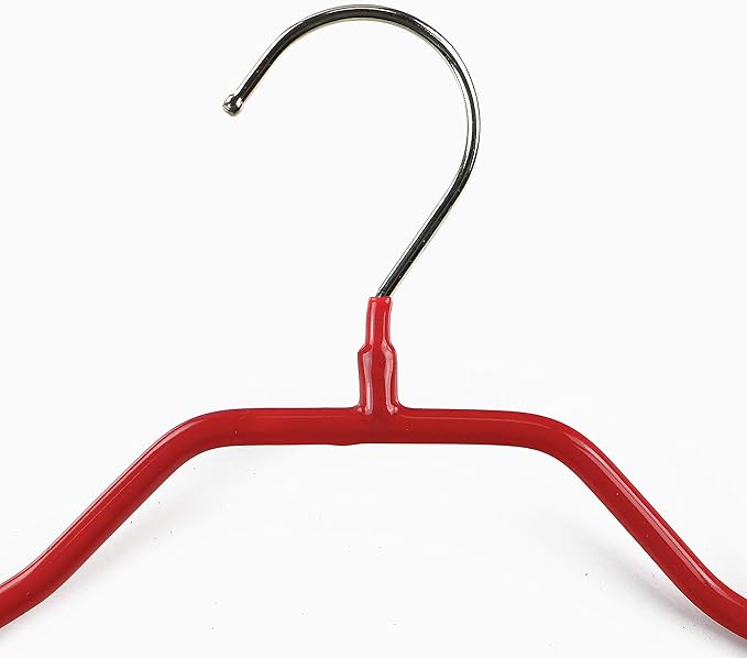 Mawa by Reston Lloyd BodyForm Series Non-Slip Space-Saving Clothes Hanger with Bar For Pants, 16 1/2", Style 42/LS, Set of 2, Red